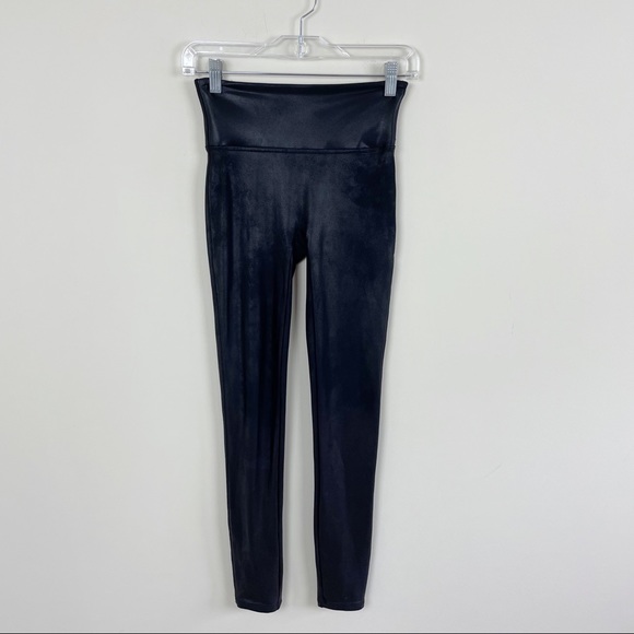 SPANX Pants - SPANX Black Faux Leather Shaping Ankle Leggings